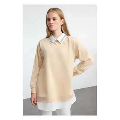 Trendyol Beige Shirt Detailed Knitted Tunic