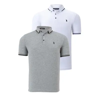 DOUBLE SET T8586 DEWBERRY MEN'S T-SHIRT-WHITE-GREY