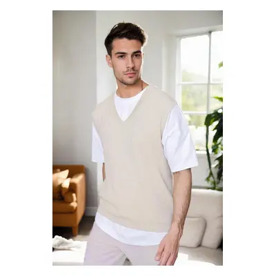 26088 Dewberry V-Neck Mens Sweater-BEIGE