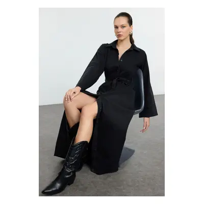 Trendyol Black Maxi Modest Shirt Denim Dress