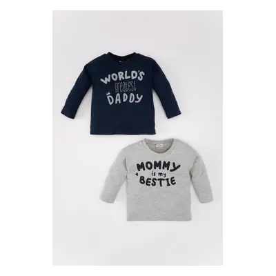 DEFACTO Baby Boy Crew Neck Printed 2-Piece Long Sleeve T-shirt