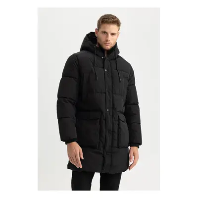 DEFACTO Water Repellent Hooded Zippered Snap Closure Pocket Puffer Jacket Parka