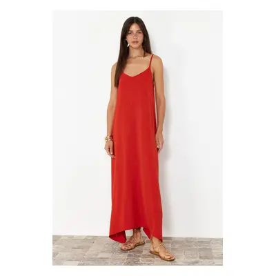 Trendyol Tile Straight Cut V-Neck Maxi Woven Dress