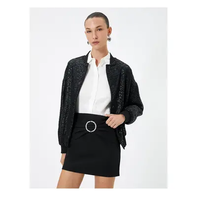 Koton Bow and Stone Buckle Mini Skirt