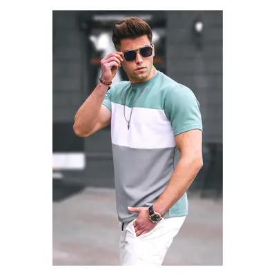 Madmext Men's Color Blocked Mint Green T-Shirt