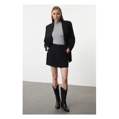 Trendyol Black Troc Stone Mini Denim Skirt