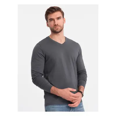 Ombre Men's unprinted longsleeve with a v-neck - graphite