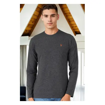 T8588 DEWBERRY BICYCLE COLLAR LONG SLEEVE T-SHIRT-ANTHRACITE-2