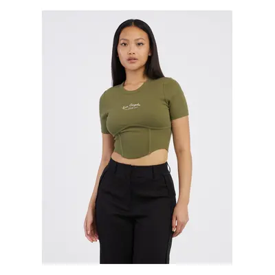 Khaki dámský crop top ONLY Lola - Dámské