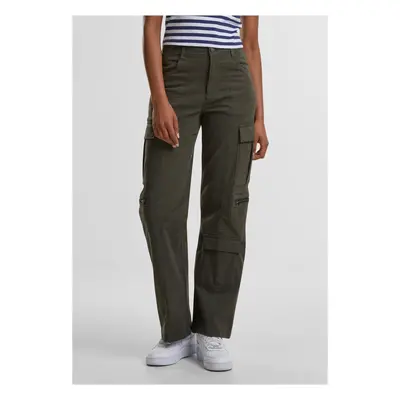 Dámské kapsáčové kalhoty Loose Utility Stretch Twill olivové