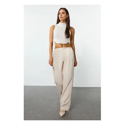 Trendyol Stone Low Waist Wide Leg/Wide Leg Woven Fabric Trousers