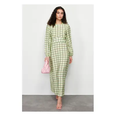 Trendyol Green Plaid / Checkered Woven Dress