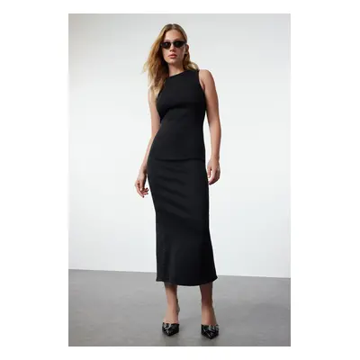 Trendyol Black Slit Maxi Denim Dress