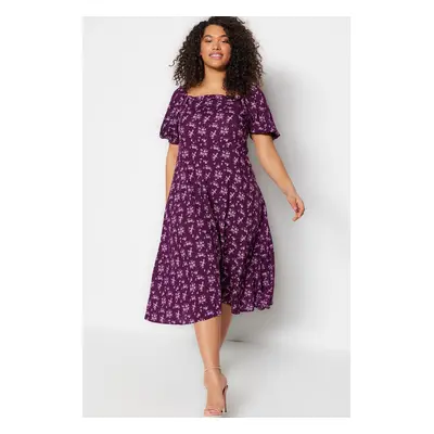 Trendyol Curve Damson Polka Dot Woven Dress