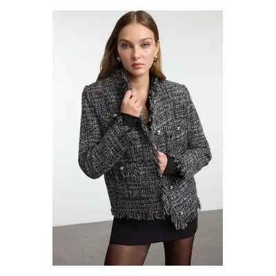 Trendyol Grey Regular Fit Tweed Thin Jacket Coat