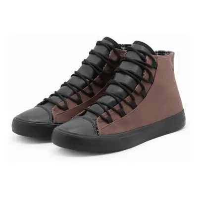 Ombre Men's shoes sneakers with combined materials - brown