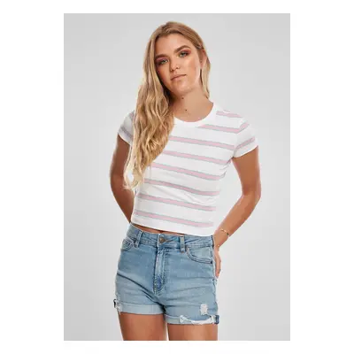 Dámské tričko Stripe Cropped Tričko bílá/dívčí růžová