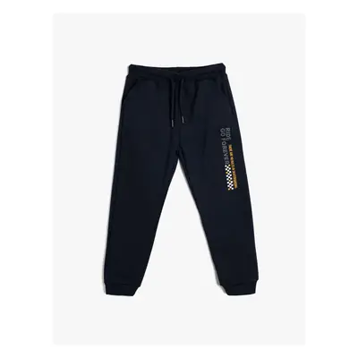 Koton Jogger Sweatpants Slogan Printed Pocket Tied Waist