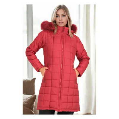 Z6653 DEWBERRY LADIES' COAT-BURGUNDY-1