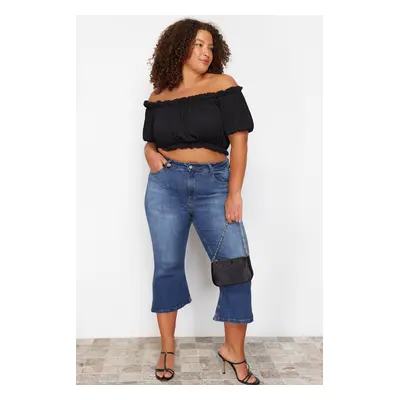 Trendyol Curve Blue Short Length Flare Denim Jeans