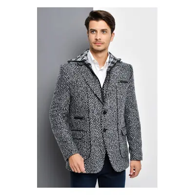 K7540 DEWBERRY MEN'S COAT-PATTERNED NAVY BLUE