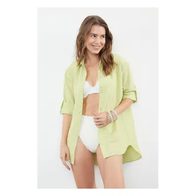 Trendyol Green Woven Linen Look Shirt