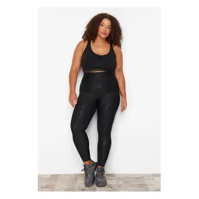 Trendyol Curve Black Printed Knitted Plus Size Leggings