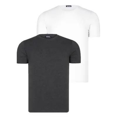 DOUBLE SET T8569 DEWBERRY BICYCLE COLLAR MEN'S T-SHIRT-WHITE-ANTHRACITE