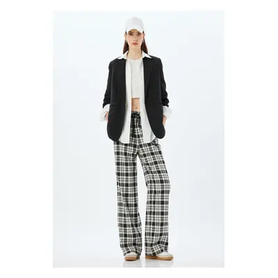 Koton Black Plaid Women's Trousers