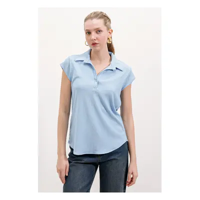 Bigdart Polo Knitted Blouse - Blue