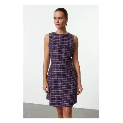 Trendyol Purple Plaid / Checkered Mini Woven Dress