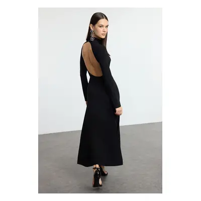 Trendyol Backless A-Line Stand Collar Knitted Chic Dress