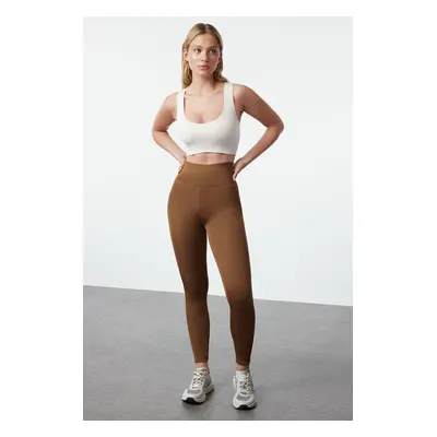 Trendyol Brown Wide Waist Elastic Extra Comfortable Full Length Knitted Sports Tights