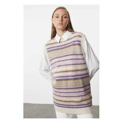 Trendyol Lilac Patterned Knitwear Sweater