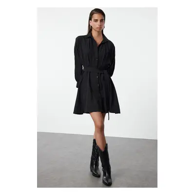 Trendyol Black Belted Mini Woven Shirt Dress