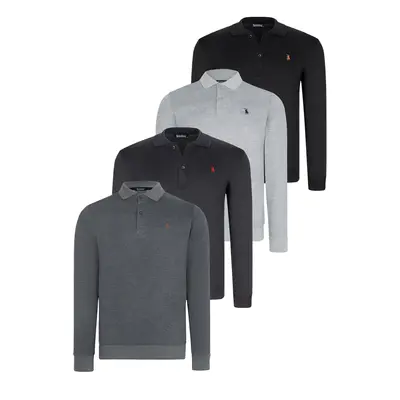 QUADRUPLE SET V4007 DEWBERRY MEN'S SWEATSHIRT-BLACK-NAVY-ANTHRACITE-GREY