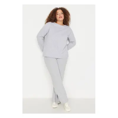 Trendyol Curve Gray Knitted Pajamas with Slits.