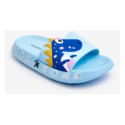 WJ1 Dětské pěnové pantofle Dinosaur Light Blue Dario