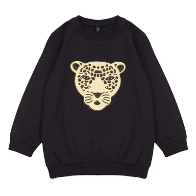 Trendyol Black Girl Seasonal-Thin Printed Cotton Knitted Sweatshirt