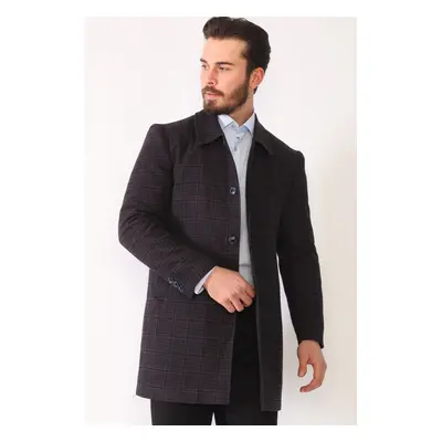 PLT8364 DEWBERRY MEN'S COAT-PLAID-BURGUNDY