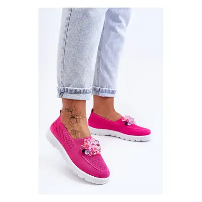 PM1 Dámské Slip-on Tenisky s Kameny Fuchsia Simple