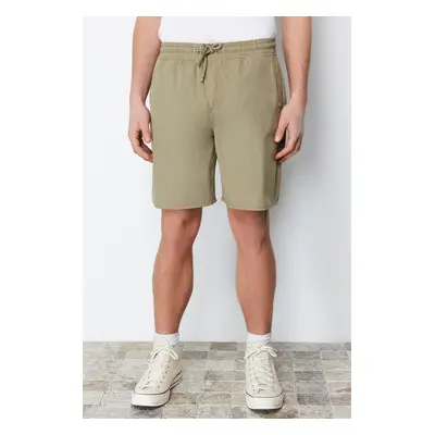 Trendyol Light Khaki Regular Fit Paper Touch Soft Touch Lace Waist Shorts Bermuda