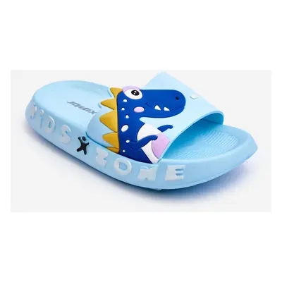 WJ1 Dětské pěnové pantofle Dinosaur Light Blue Dario