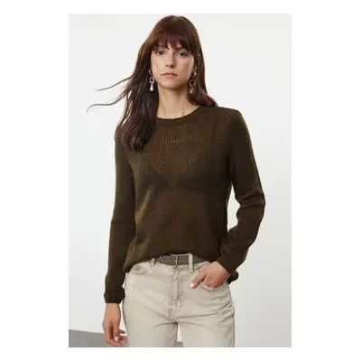 Trendyol Khaki Soft Textured Loose Knit Basic Knitwear Sweater