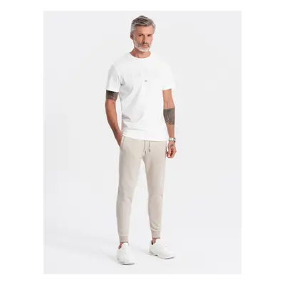 Ombre Men's sweatpants in pleasant knit fabric - cream melange