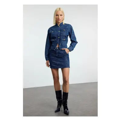 Trendyol Indigo Effect High Waist Mini Denim Skirt