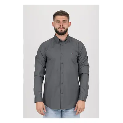 Shirt - TOMMY HILFIGER SLIM STRETCH POPLIN SHIRT grey