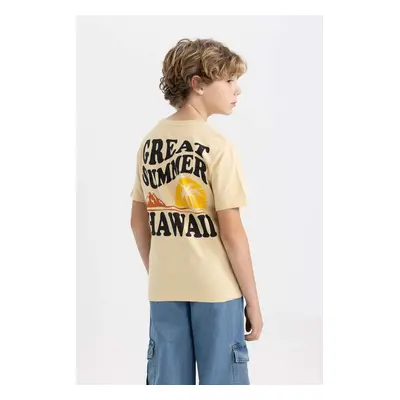 DEFACTO Boy Crew Neck Back Printed Short Sleeve T-Shirt