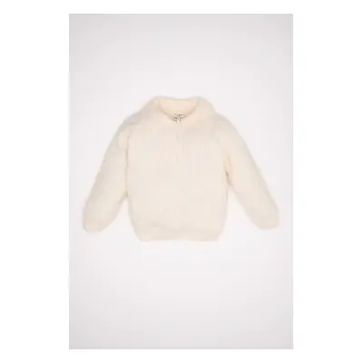 DEFACTO Baby Girl Large Collar Zippered Knitwear Sweater