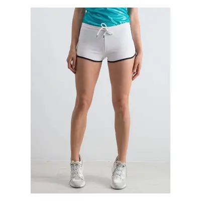 Shorts with piping and text print white